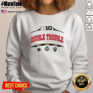 Ohio State Buckeyes sweatshirt featuring a bold 'Double Trouble' design, perfect for fans and game day attire.