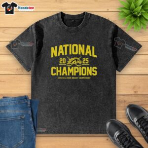 Official Western Michigan Broncos 2025 National Champions washed t-shirt featuring team logo and championship graphics.