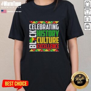Ladies tee celebrating Black History culture and excellence, featuring vibrant design and meaningful message.
