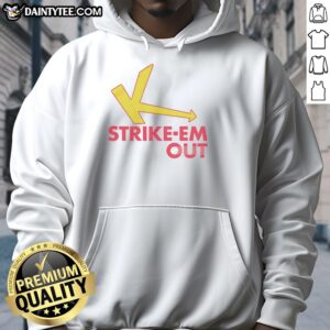 Funny Strike Em Out Hoodie featuring a playful baseball graphic, perfect for sports enthusiasts and casual wear.