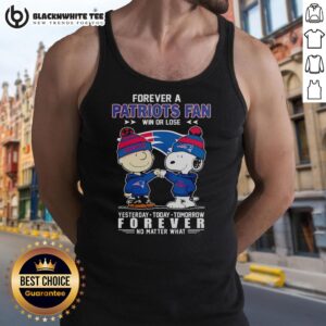 Official Snoopy and Charlie Brown tank top for New England Patriots fans, perfect for showing team spirit win or lose.