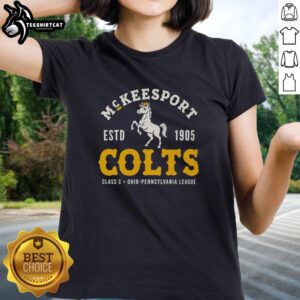 Alt Text: Vintage Funny McKeesport Colts baseball tee from 1905, celebrating classic Ohio-Pennsylvania League history.