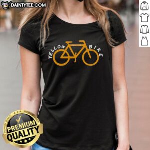 Nice yellow bike graphic on a hard life ladies tee, perfect for cycling enthusiasts and casual wear.