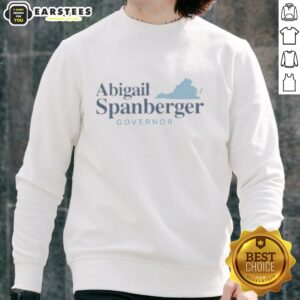 Official Abigail Spanberger Governor Sweatshirt featuring her campaign logo and stylish design in navy blue.