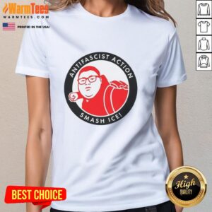 Nice Antifascist Action Smash Ice Ladies Tee featuring bold graphics promoting solidarity and social justice.