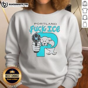 Top Portland Fuck Ice sweatshirt featuring bold graphic design, perfect for casual wear and showcasing Portland pride.
