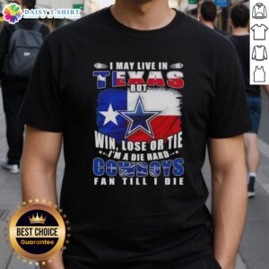 Alt Text: Die Hard Dallas Cowboys fan t-shirt featuring football flag design, showcasing Texas pride and team loyalty.