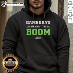 Seattle Seahawks hoodie featuring 'Official Gamedays Are About The Boom' design, perfect for game day apparel.