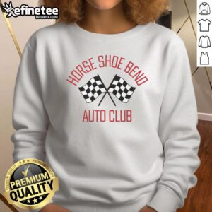 Good Horse Shoe Bend Auto Club checkered flag sweatshirt featuring a stylish design for racing enthusiasts.