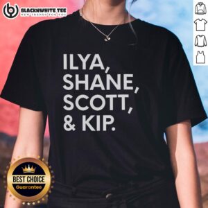 Alt Text: Nice Ilya Shane Scott and Kip Ladies Tee featuring stylish design and comfortable fit for everyday wear.