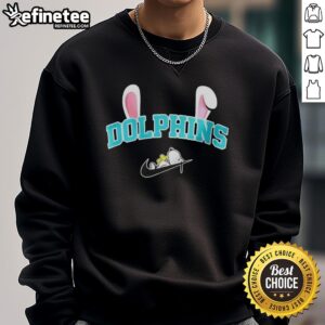 Nice Miami Dolphins X Snoopy Happy Easter sweatshirt featuring a colorful design perfect for Easter celebrations.