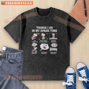 Alt Text: Snoopy playing basketball on a washed t-shirt showcasing pretty things I do in my spare time.
