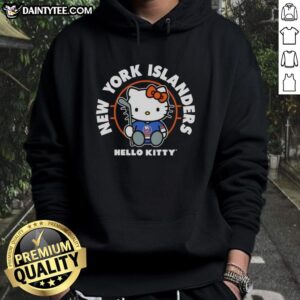 Hot Hello Kitty x New York Islanders hockey hoodie featuring vibrant colors and playful design for fans and collectors.