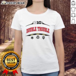 Ohio State Buckeyes ladies tee featuring a stylish 'Double Trouble' design for fans, perfect for game day and casual wear.