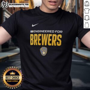 Top Engineered For Milwaukee Brewers MLB Logo T-Shirt featuring a bold Brewers logo on a stylish casual tee.