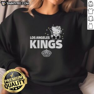 Alt Text: Good The Hello Kitty and LA Kings sweatshirt featuring playful graphics, perfect for fans of Hello Kitty and hockey.