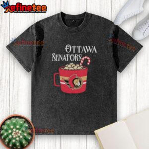 Top Ottawa Senators Hockey Team NFL mug on a candy cane washed t-shirt, showcasing team pride and style.