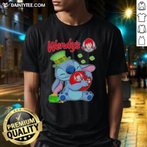 St. Patrick's Day t-shirt featuring Wendy's logo with a nice stitch design, perfect for festive celebrations.
