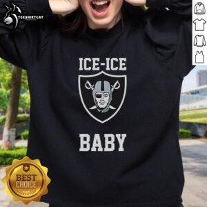 Top Las Vegas Raiders Ice Ice Baby sweatshirt featuring team colors and logo, perfect for fans and stylish game day wear.