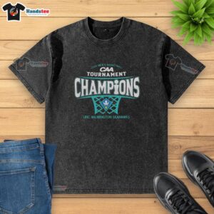 Alt Text: Premium UNC Wilmington Seahawks Men's Basketball 2026 CAA Conference Tournament Champions washed t-shirt design.