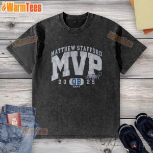 Matthew Stafford 2025 MVP washed t-shirt featuring a vintage design, perfect for fans of the NFL and Los Angeles Rams.