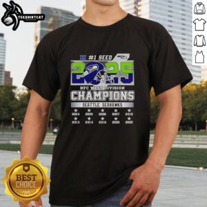 Hot Seattle Seahawks NFC West Division Championship 2025 T-Shirt featuring team colors and logo, perfect for fans.