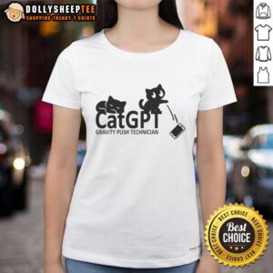 Premium CatGPT Gravity Push Technician Ladies Tee featuring a stylish design perfect for tech enthusiasts and cat lovers.