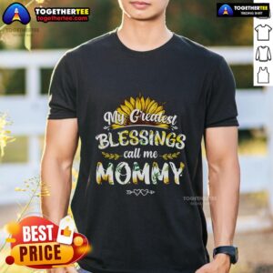 Mommy flower t-shirt with 'Awesome My Greatest Blessings Call Me Mommy' design, perfect for proud mothers.