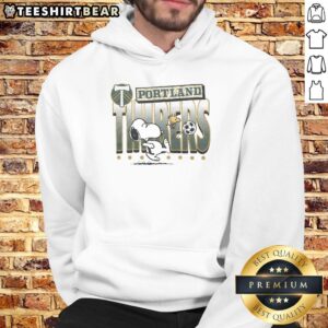 Hot Peanuts Snoopy X Portland Timbers hoodie featuring vibrant graphics and cozy design, perfect for fans and fashion.