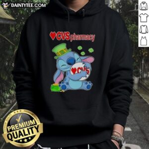 Pretty Stitch St. Patrick's Day hoodie featuring CVS Pharmacy logo, perfect for festive celebrations and style.