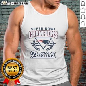 Official Super Bowl Champions New England Patriots football tank top featuring team logo and colors.