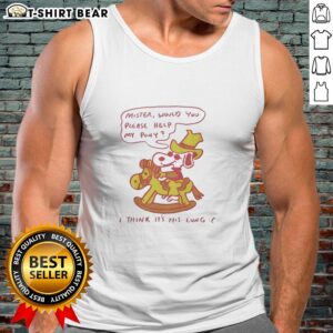 Good Snoopy Mister tank top featuring a whimsical design of Snoopy helping a pony with a lung issue.