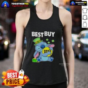 Alt Text: Nice Stitch Hug Best Buy Logo Happy St. Patrick's Day Tank Top showcasing festive design for celebrations.