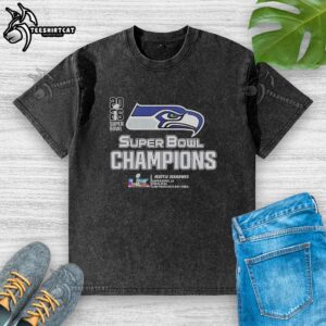 Hot Seattle Seahawks Super Bowl LX Champions 2026 NFL Big Logo Center Washed T-Shirt showcasing team pride.