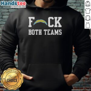 Alt Text: Official Los Angeles Chargers football hoodie featuring both teams' logos in a stylish design. Perfect for fans!