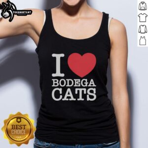 Stylish 'I Love Bodega Cats' tank top featuring a playful cat design, perfect for cat lovers and casual wear.