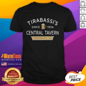 Awesome Tirabassi's Central Tavern Ebensburg PA T-Shirt featuring logo and vibrant design, perfect for local fans.