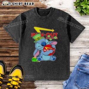 Happy St. Patrick's Day washed t-shirt featuring a pretty stitch hug design with the In-N-Out Burger logo.
