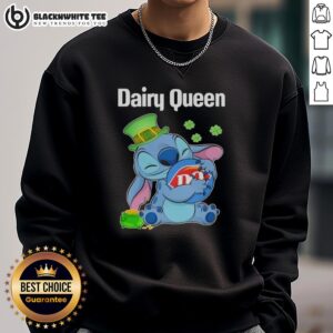 Alt Text: Top Stitch Hug The Dairy Queen Logo Happy St. Patrick's Day Sweatshirt featuring festive green design.
