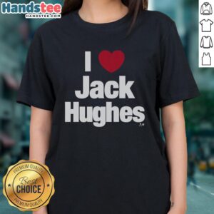 Pretty I Heart Jack Hughes Ladies Tee featuring a stylish design for hockey fans celebrating Jack Hughes.