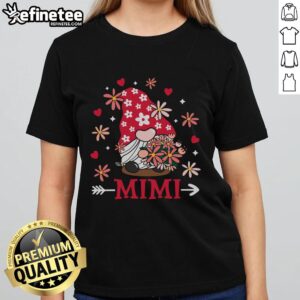 Cute Valentine's Day tee featuring Pretty Mimi gnome with love heart design for ladies' casual wear.