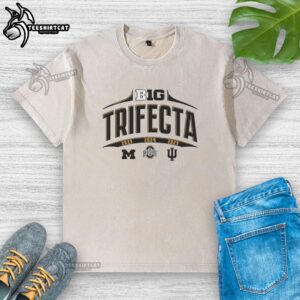 Nice Indiana Hoosiers Michigan Wolverines Big Trifecta 2023-2025 T-Shirt - Image 3