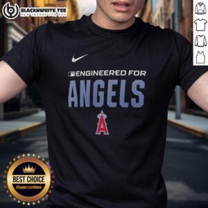 Alt Text: Top Engineered for Los Angeles Angels MLB logo t-shirt featuring vibrant colors and stylish design for fans.