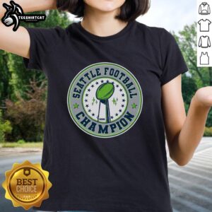Good Seattle Football Champion 2026 emblem on a stylish ladies tee, showcasing team spirit and support for Seattle sports.
