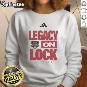 Original Adm Tigers Legacy On Lock Buzzer Beater Sweatshirt, showcasing vibrant design and cozy fit for fans.