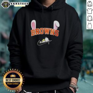 Alt Text: Awesome Cleveland Browns X Snoopy Happy Easter Hoodie featuring vibrant graphics and festive design for fans.