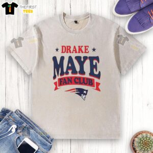 Official Drake Maye Fan Club Super Bowl LX New England Patriots washed t-shirt showcasing team spirit and style.
