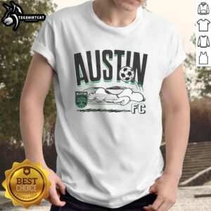 Premium Peanuts Snoopy X Austin FC T-Shirt featuring a stylish design with Snoopy and team colors.