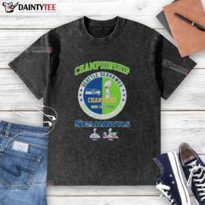 Awesome Seattle Seahawks Super Bowl LX Championship washed t-shirt featuring team logo and vibrant colors.