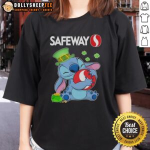 Top Stitch with St. Patrick's Hug Safeway logo on a stylish ladies tee, perfect for festive celebrations and casual wear.